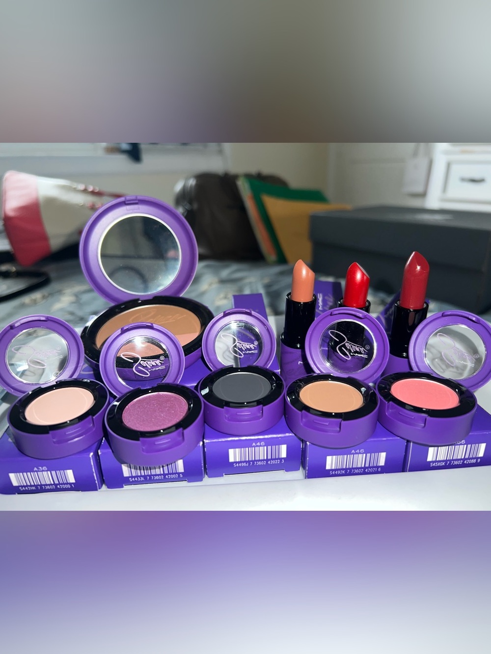 MAC Cosmetics SELENA Eyeshadow & Lipstick Set in Pink, Coral, Nude, Red, Purple